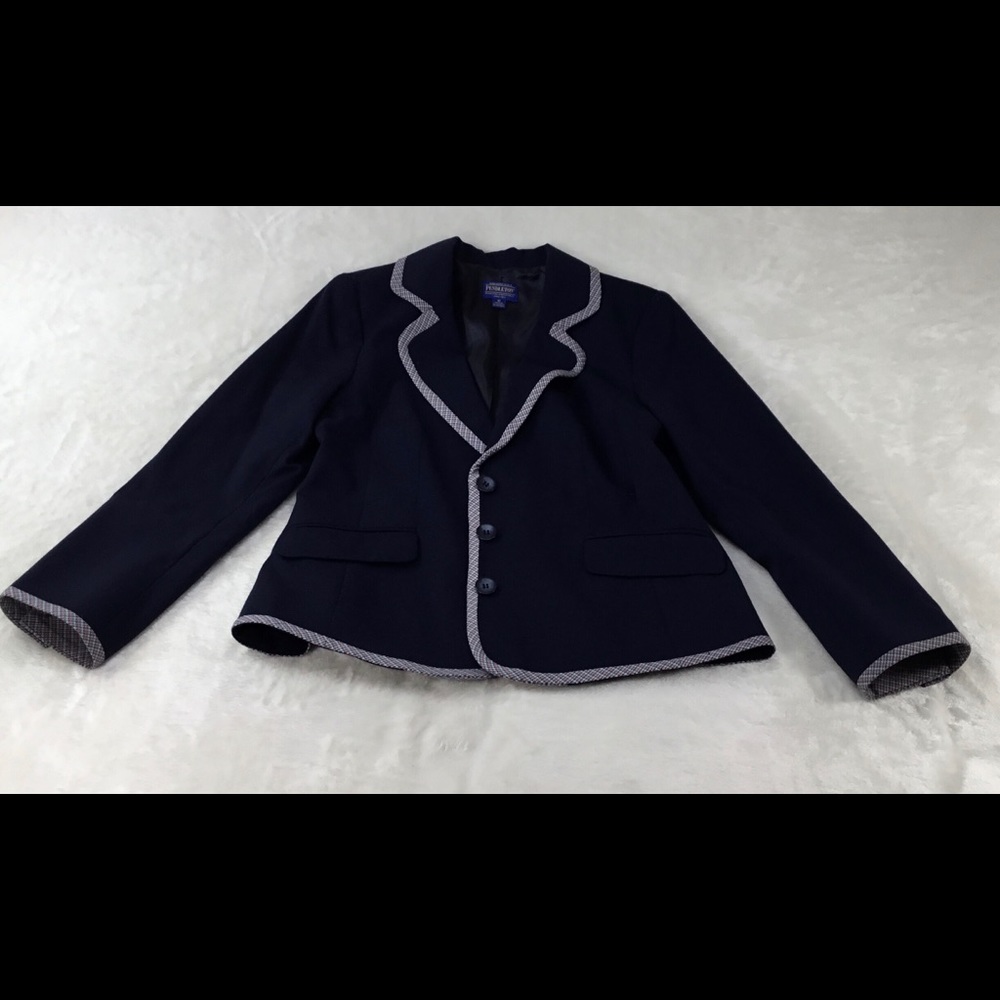 Pendleton Navy Wool Blazer 10 - image 4